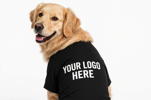 Custom pet shirt mockup reading Your Logo Here