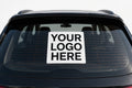 Custom vehicle decal mockup reading Your Logo Here