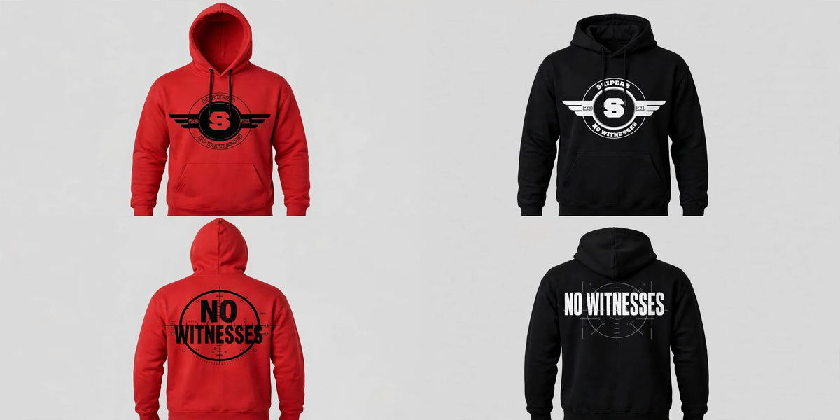 Snipers hoodie sampler - red and black hoodies, front and back